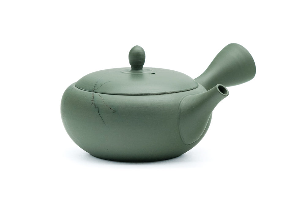 Japanese Kyusu - 玉光 Gyokko Kiln - Green Mogake Seaweed Ryokudei Tokoname-yaki Teapot - 225ml