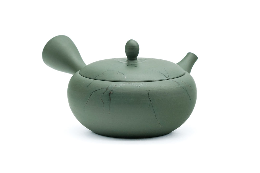 Japanese Kyusu - 玉光 Gyokko Kiln - Green Mogake Seaweed Ryokudei Tokoname-yaki Teapot - 225ml