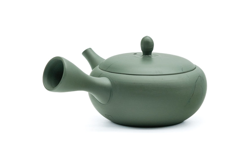 Japanese Kyusu - 玉光 Gyokko Kiln - Green Mogake Seaweed Ryokudei Tokoname-yaki Teapot - 225ml