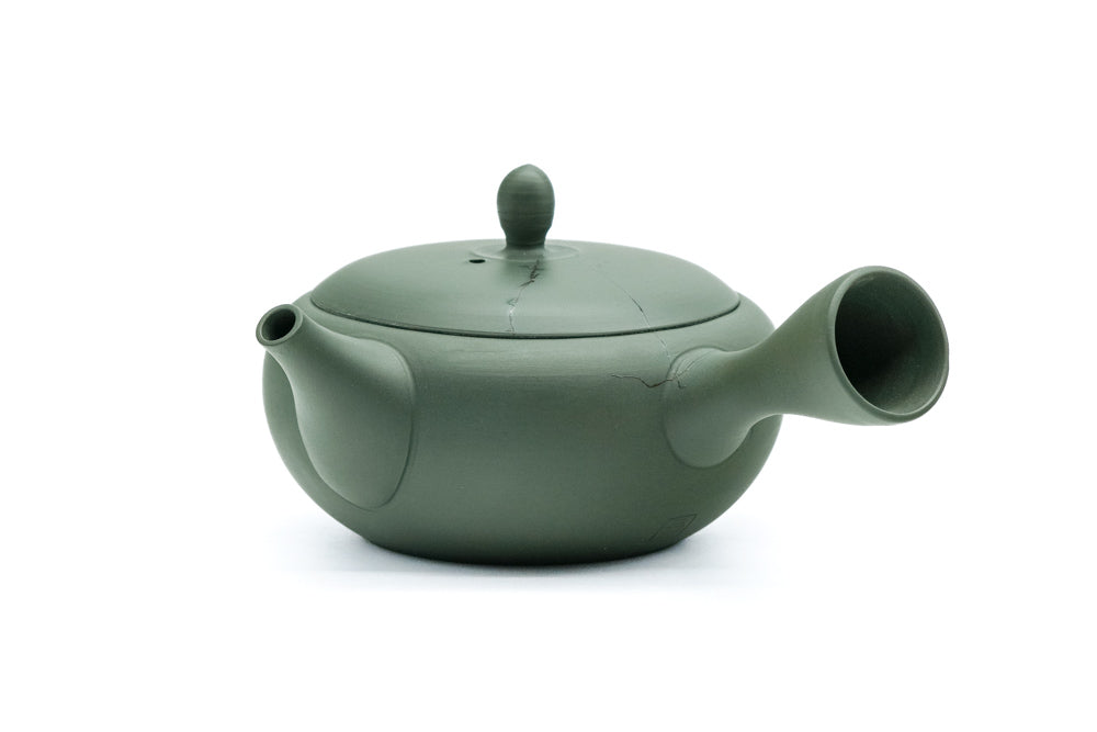 Japanese Kyusu - 玉光 Gyokko Kiln - Green Mogake Seaweed Ryokudei Tokoname-yaki Teapot - 225ml