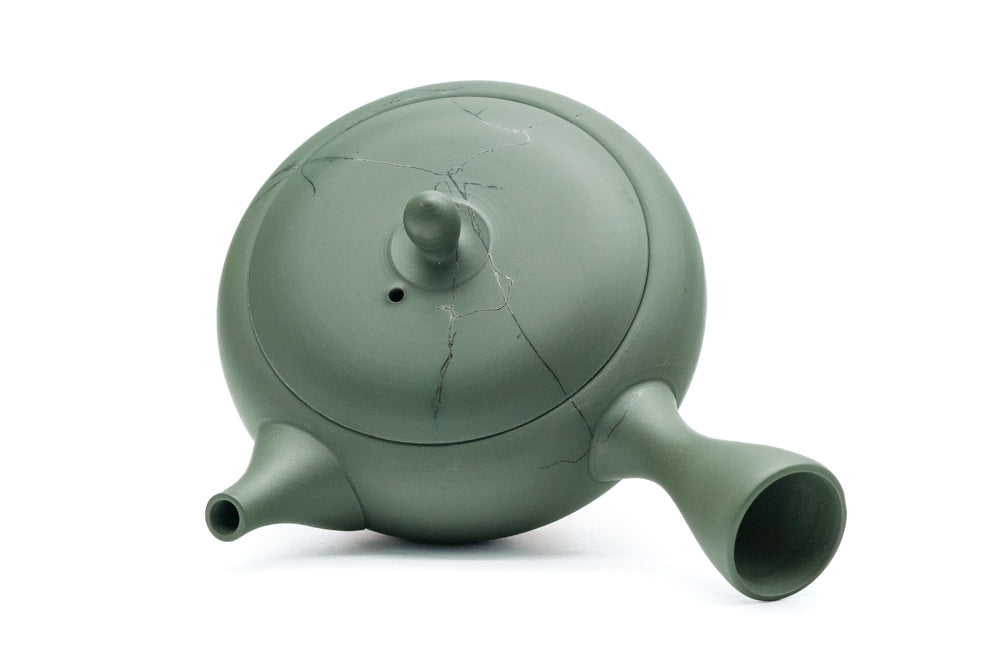 Japanese Kyusu - 玉光 Gyokko Kiln - Green Mogake Seaweed Ryokudei Tokoname-yaki Teapot - 225ml