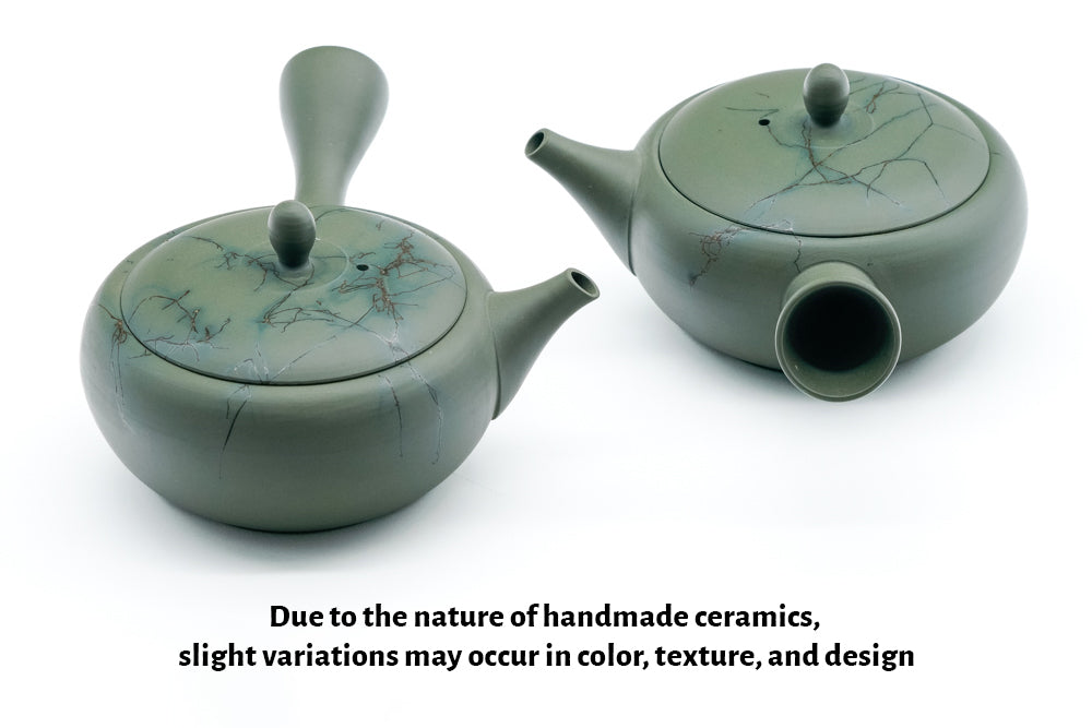 Japanese Kyusu - 玉光 Gyokko Kiln - Green Mogake Seaweed Ryokudei Tokoname-yaki Teapot - 225ml