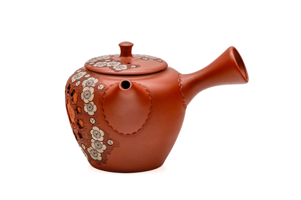 Japanese Kyusu - 間野舜園 Mano Shunen - Double Layer Plum Blossom Tokoname Teapot - 250ml