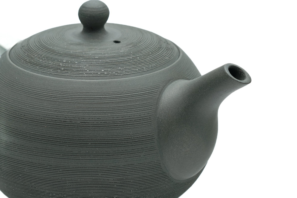 Japanese Kyusu - 石龍窯 Sekiryū Kiln - Rear-Handled Ryokudei Pine Bark Teapot - 190ml