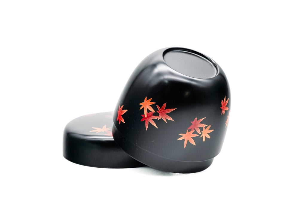 Japanese Natsume - 黒川清峰 Kurokawa Seihou - Momiji Black Lacquer Tea Caddy