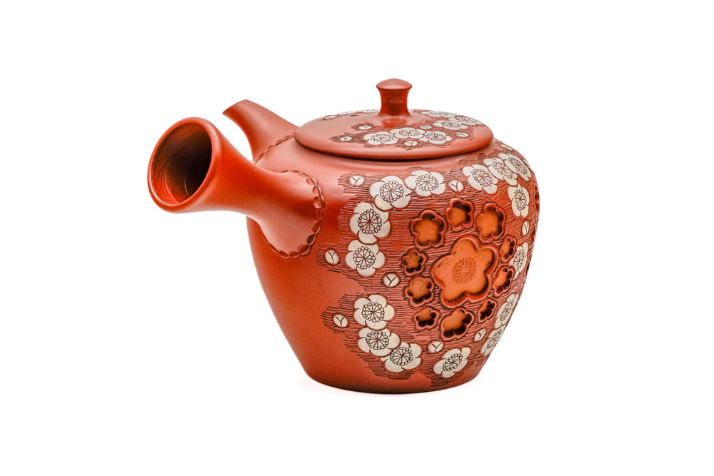 Japanese Kyusu - 間野舜園 Mano Shunen - Double Layer Plum Blossom Tokoname Teapot - 250ml