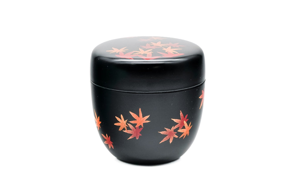 Japanese Natsume - 黒川清峰 Kurokawa Seihou - Momiji Black Lacquer Tea Caddy