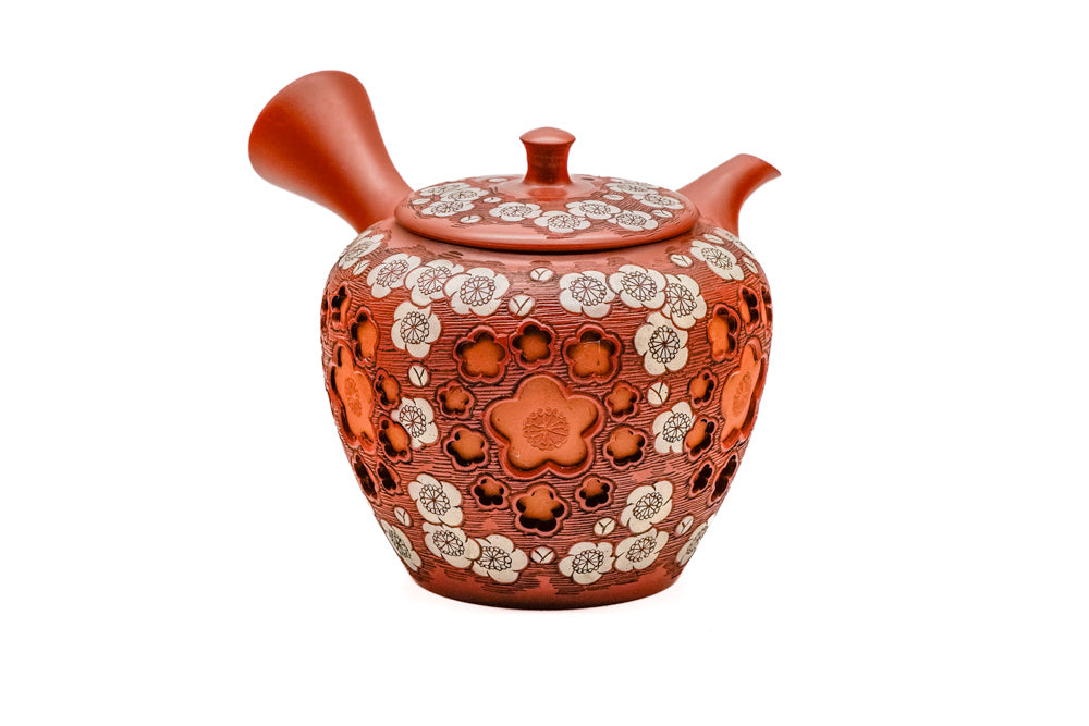 Japanese Kyusu - 間野舜園 Mano Shunen - Double Layer Plum Blossom Tokoname Teapot - 250ml