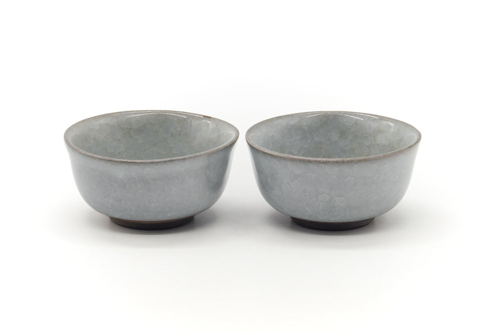 Japanese Teacups - Pair of Grey Celadon Yunomi - 170ml