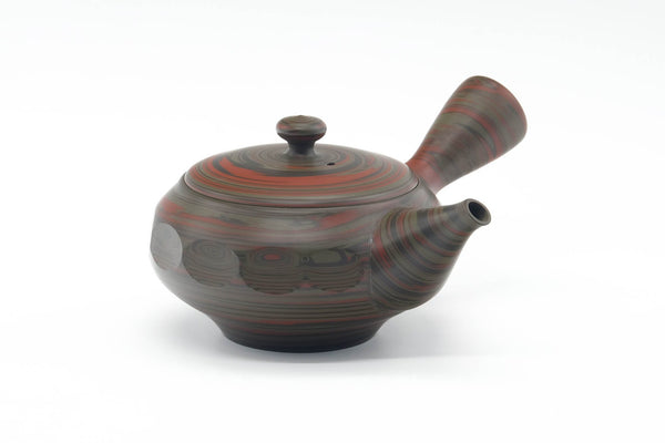 Japanese Kyusu fashion - Carved Green Marbled Nerikomi Tokoname-yaki Mesh Teapot - 300ml