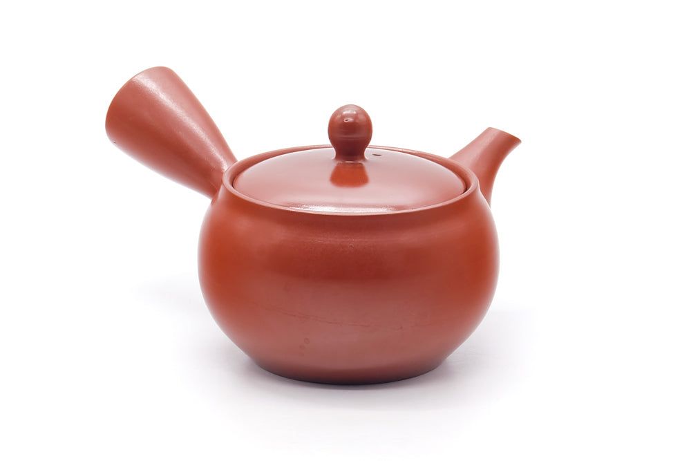 Japanese Kyusu - Red Shudei Tokoname Mesh Teapot - 340ml