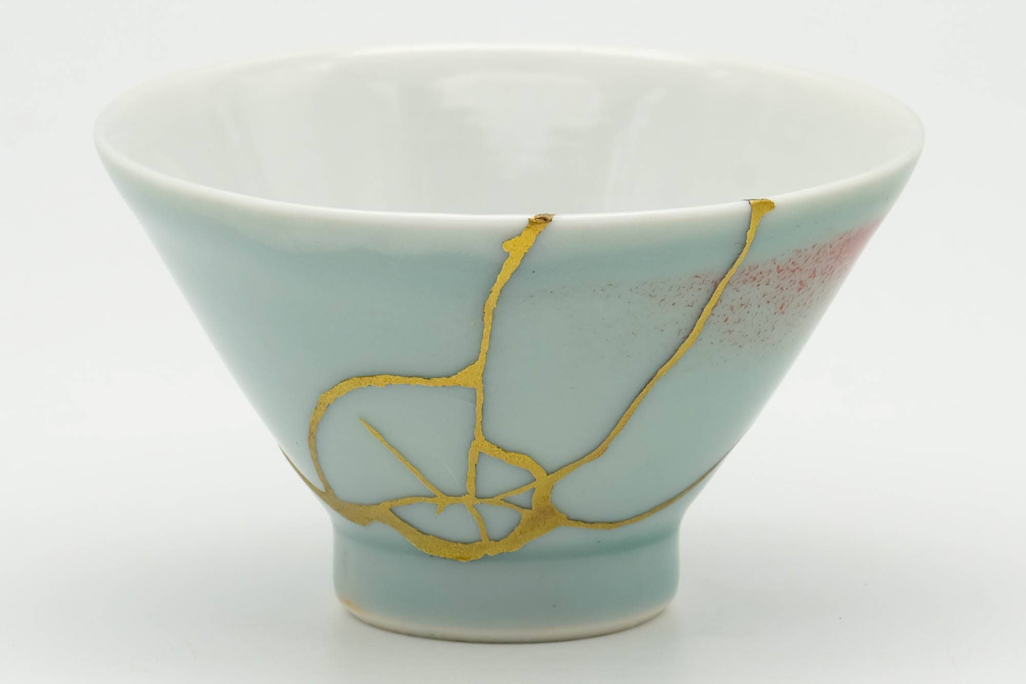 Japanese Teacup - 朝日焼 Asahi-yaki - Porcelain Kintsugi Yunomi - 50ml