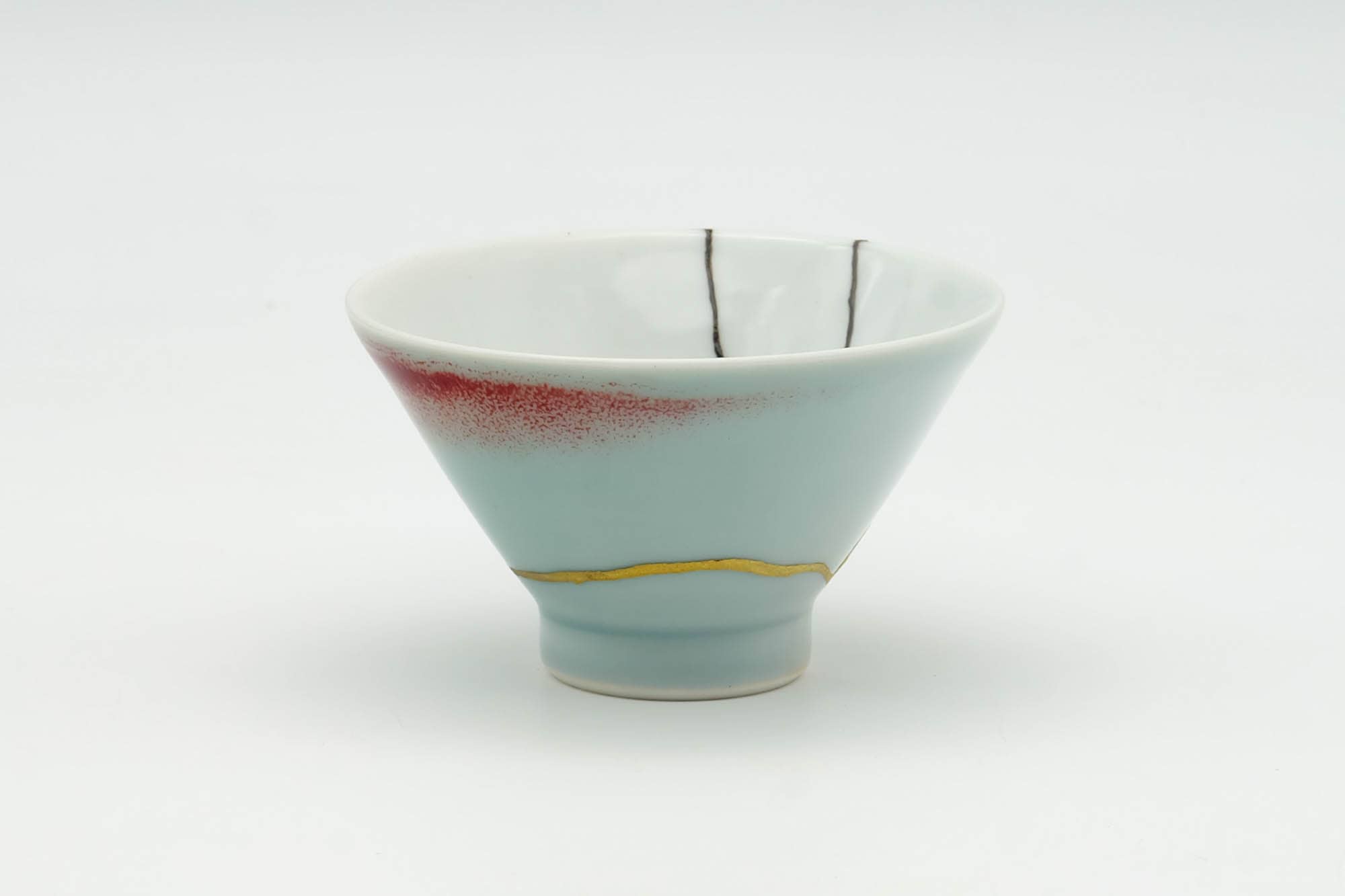 Japanese Teacup - 朝日焼 Asahi-yaki - Porcelain Kintsugi Yunomi - 50ml
