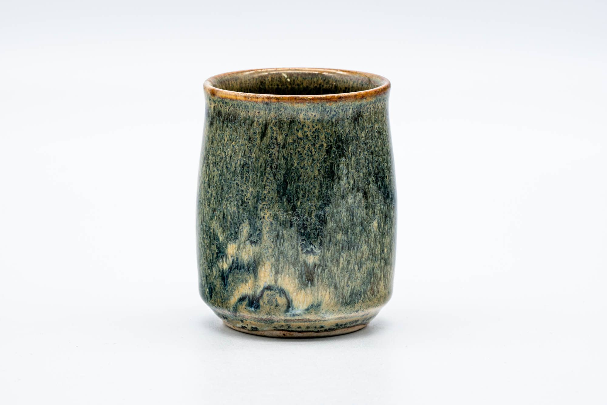 Japanese Teacup - Green Yellow Drip-Glazed Yunomi - 150ml