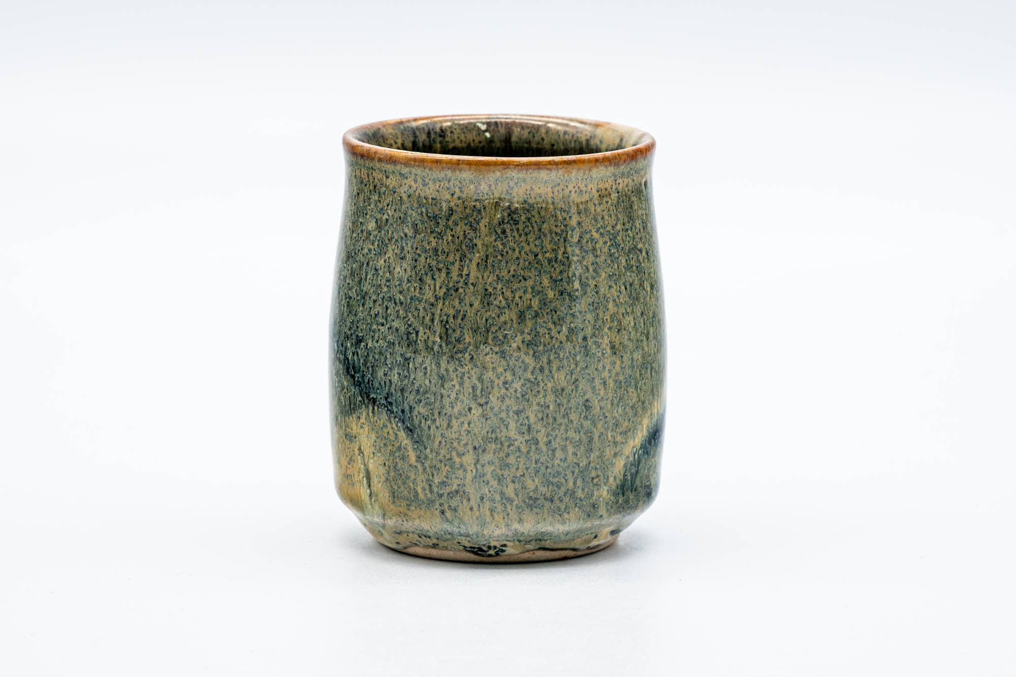 Japanese Teacup - Green Yellow Drip-Glazed Yunomi - 150ml