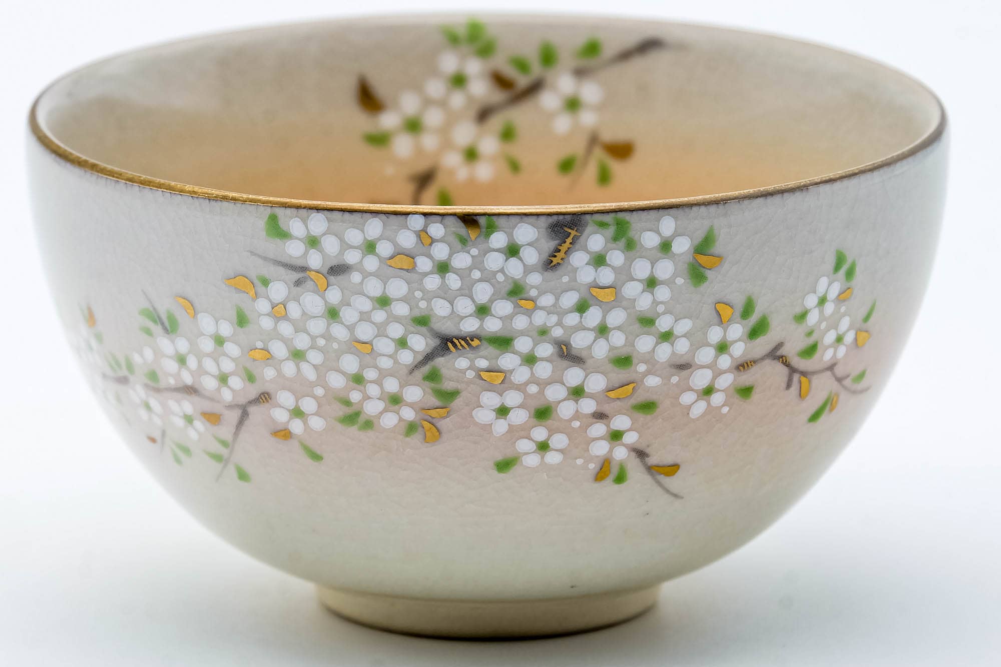 Japanese Teacup - Floral Gold Kyo-yaki Yunomi - 160ml