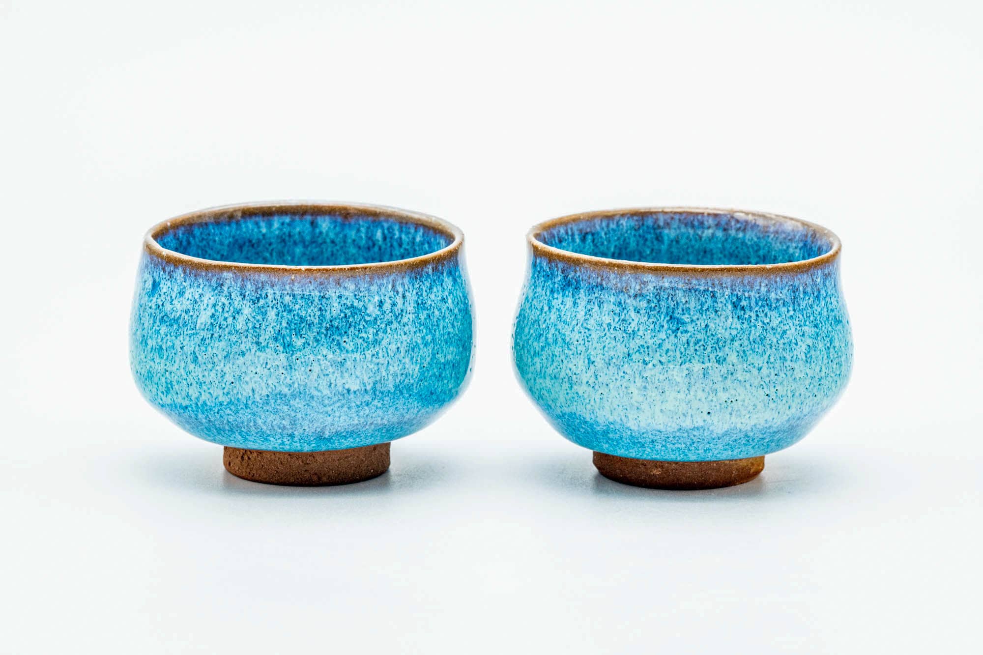 Japanese Teacups - Pair of Sky Blue Glazed Guinomi - 55ml