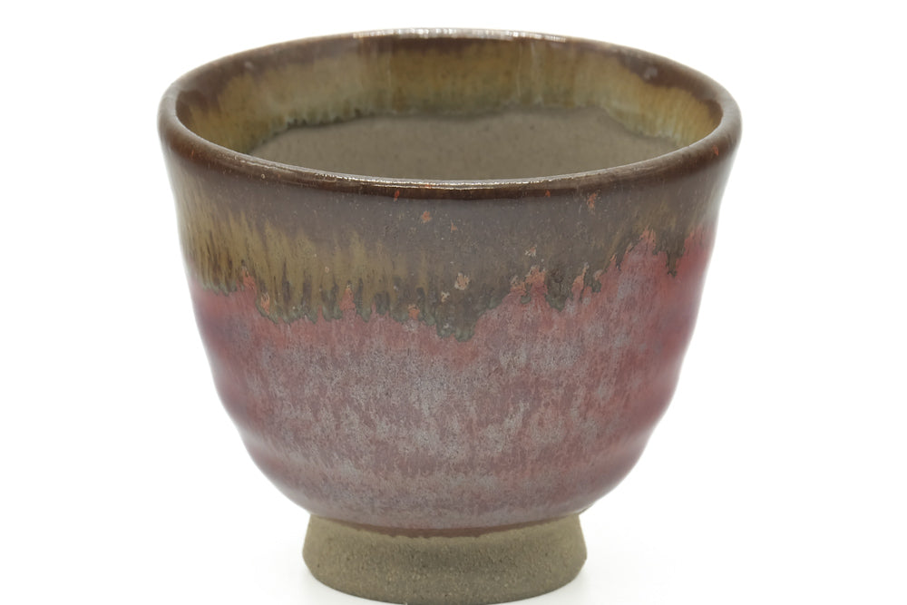 Japanese Teacup - Red Yellow Drip-Glazed Yunomi - 90ml