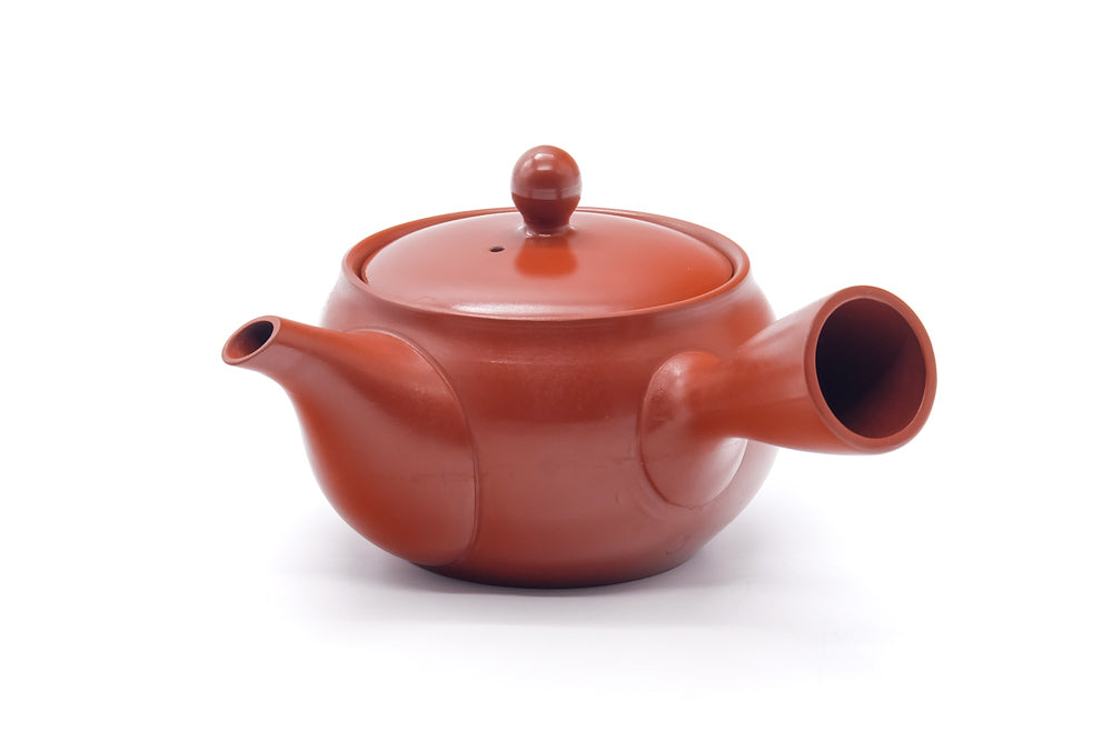 Japanese Kyusu - Red Shudei Tokoname Mesh Teapot - 340ml