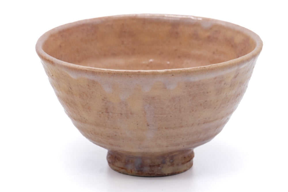 Japanese Matcha Bowl - Beige Drip-Glazed Ido-gata Hagi Chawan - 300ml