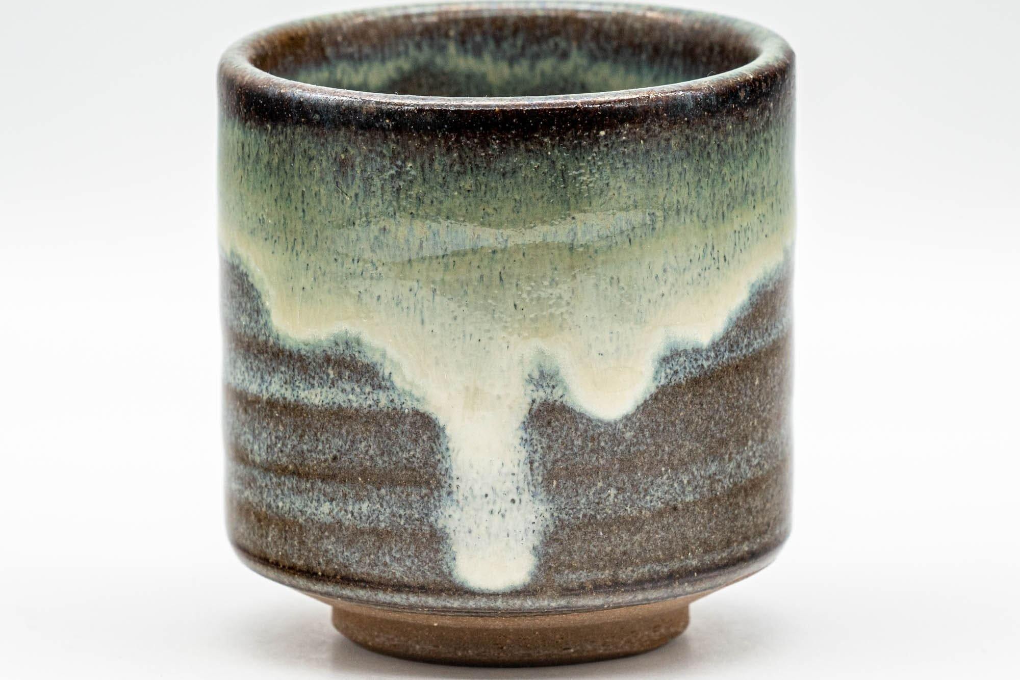 Japanese Teacup - Green Hare's Fur Drip-Glazed Yunomi - 110ml - Tezumi